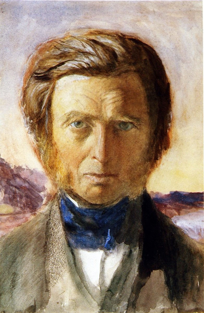 John Ruskin's own 1875 self-portrait, painted two years before he wrote the review that led to the libel trial and around the time of the mental breakdown that repeatedly postponed it