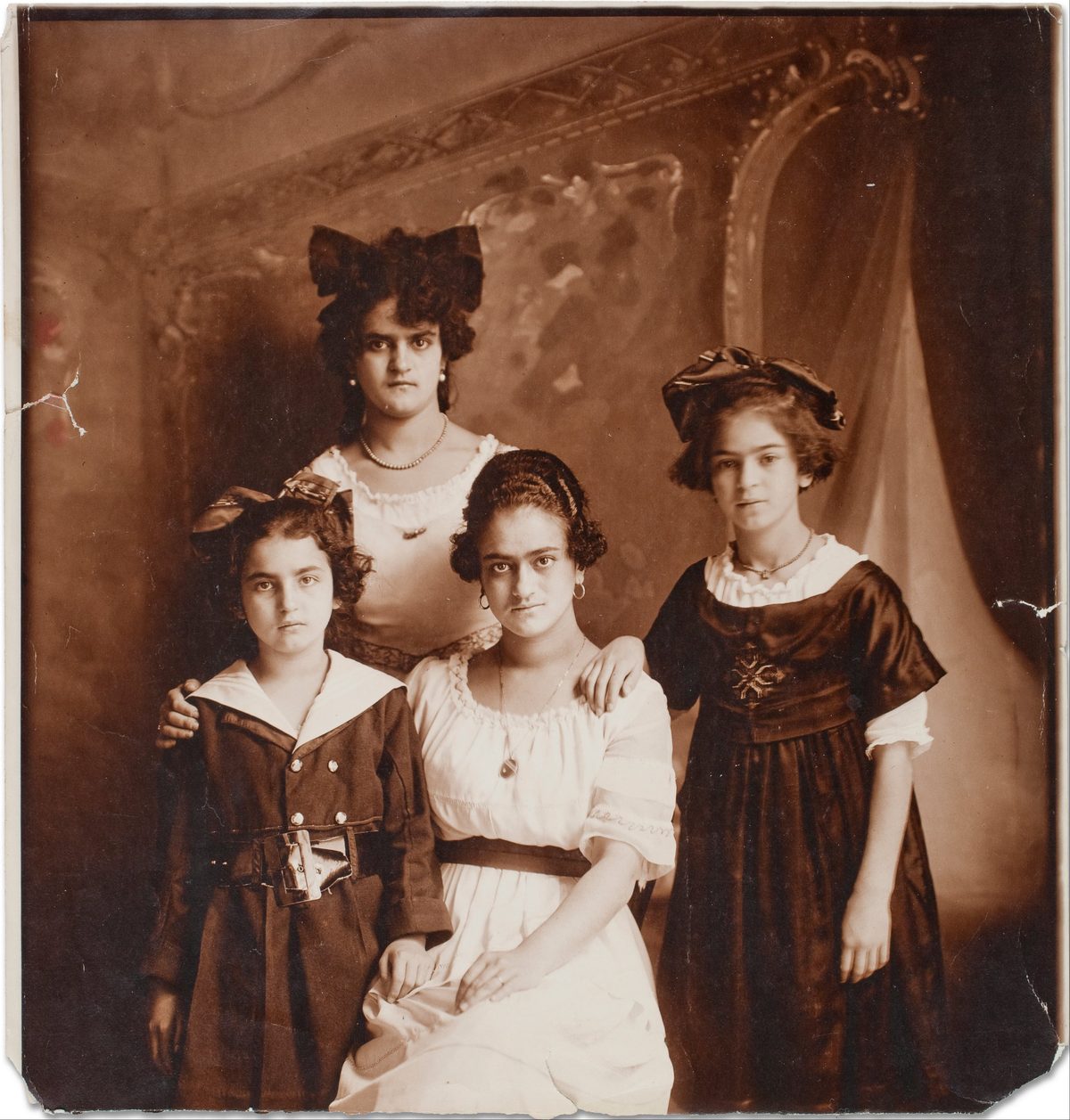 A 1916 group portrait of sisters Matilde, Adriana, Frida, and Cristina Kahlo, photographed by their father Guillermo Kahlo, twelve years before Frida painted Cristina for the first time.