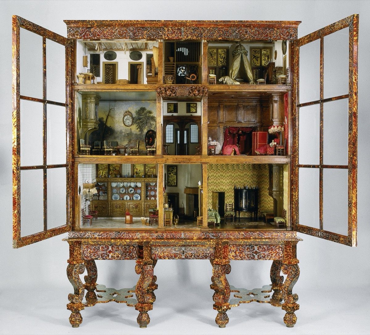 The dolls' house of Petronella Oortman, Amsterdam, c. 1686-1710, at the Rijksmuseum, whose miniature jug holder helped conservators identify a hidden object beneath the paint of The Milkmaid.