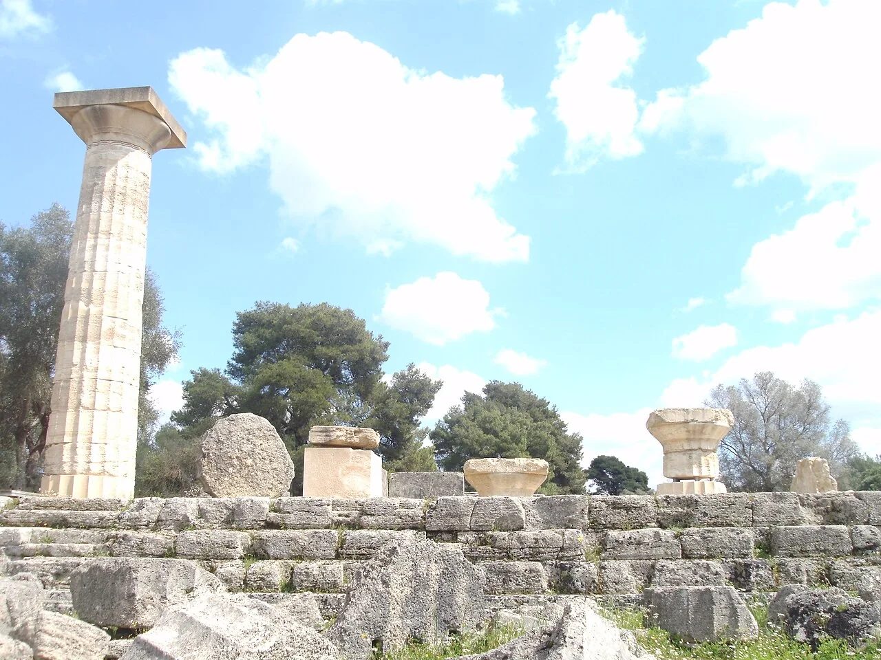 The surviving ruins of the Temple of Zeus at Olympia, where Phidias’s gold-and-ivory statue once stood.